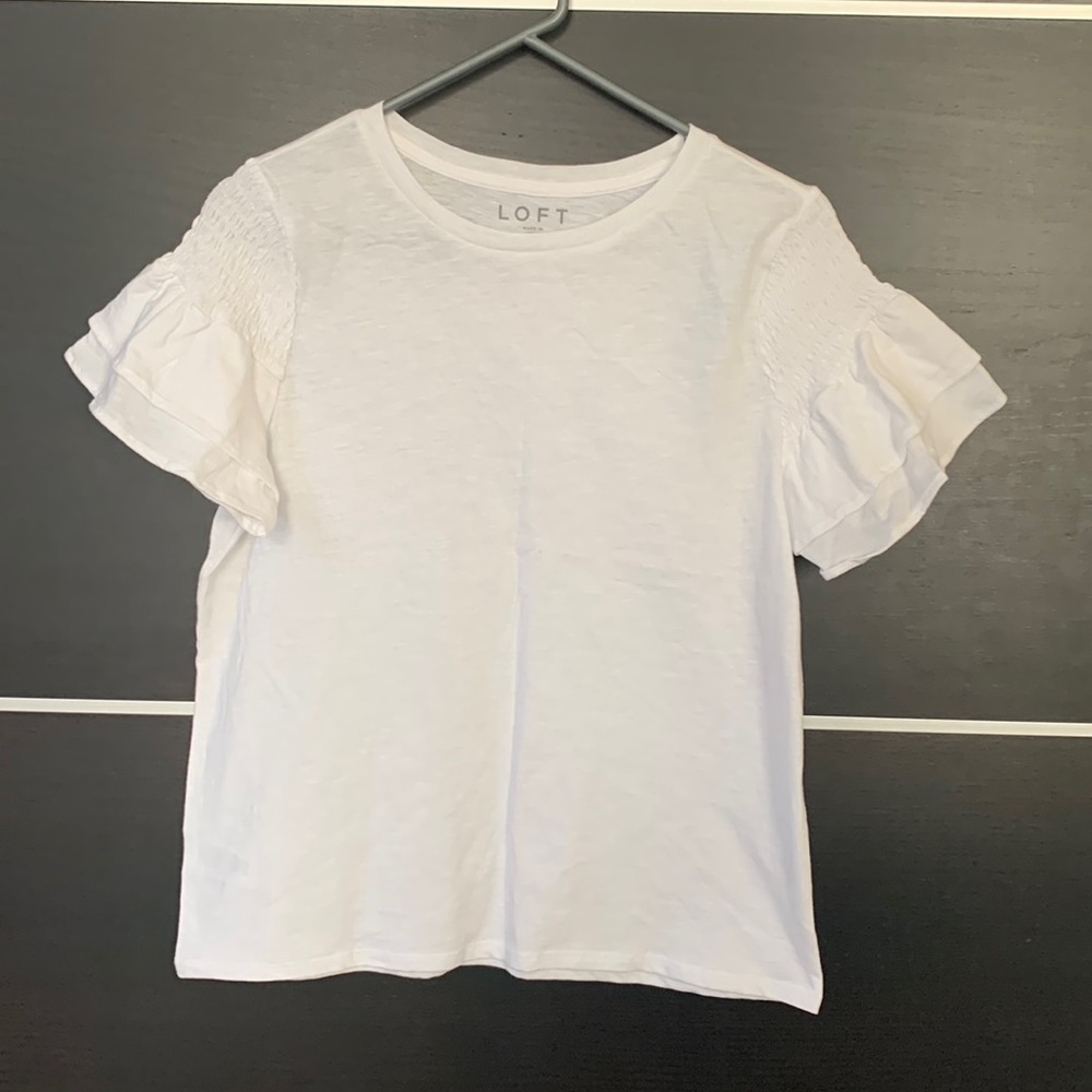 Loft Women’s Tiered Ruffle Short Sleeve Shirt